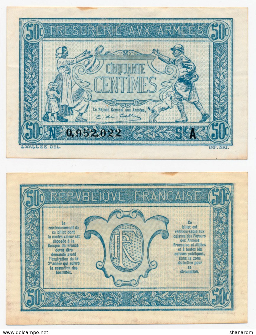 1917 // TRESORERIE AUX ARMEE // 50 Centimes // Série A - 1917-1919 Trésorerie Aux Armées