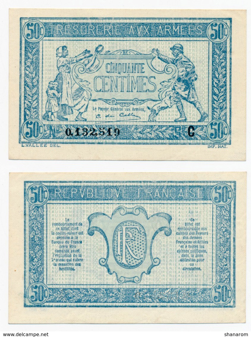 1917 // TRESORERIE AUX ARMEE // 50 Centimes // Série C - 1917-1919 Army Treasury