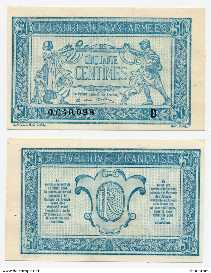 1917 // TRESORERIE AUX ARMEE // 50 Centimes // Série D - 1917-1919 Tesoreria Delle Armate