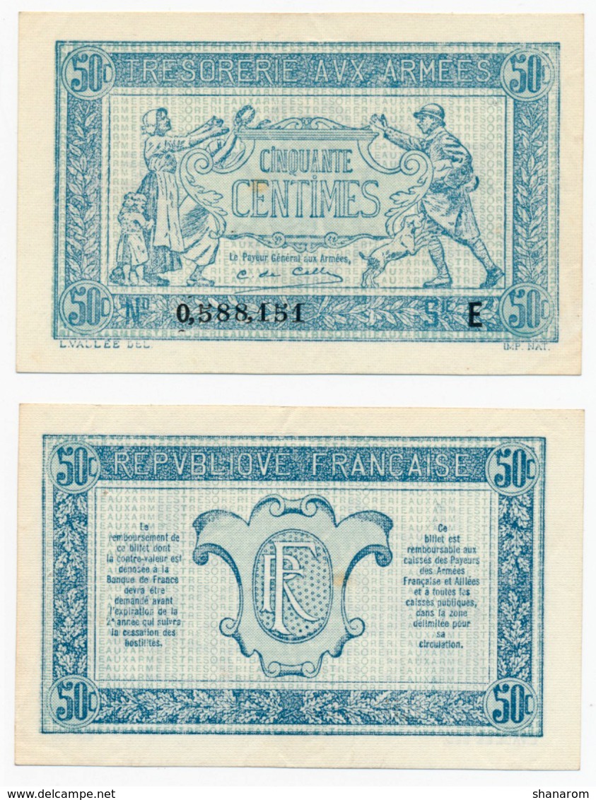 1917 // TRESORERIE AUX ARMEE // 50 Centimes // Série E - 1917-1919 Trésorerie Aux Armées