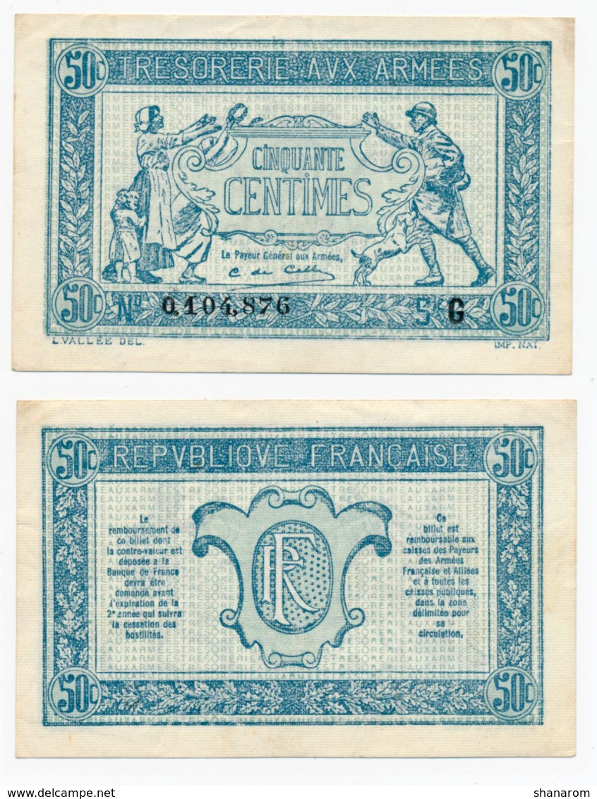 1917 // TRESORERIE AUX ARMEE // 50 Centimes // Série G - 1917-1919 Trésorerie Aux Armées