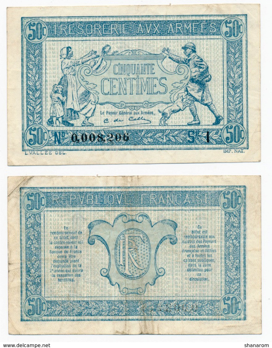 1917 // TRESORERIE AUX ARMEE // 50 Centimes // Série I - 1917-1919 Army Treasury