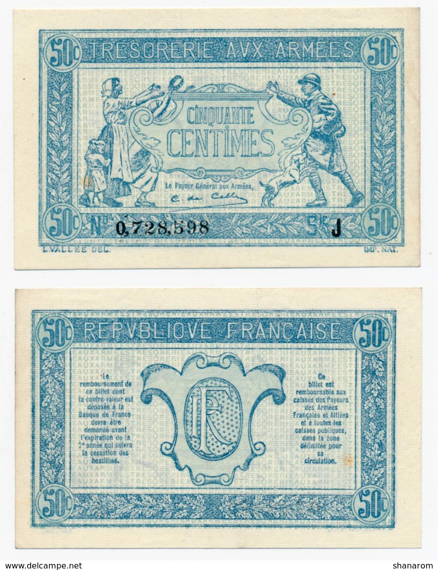 1917 // TRESORERIE AUX ARMEE // 50 Centimes // Série J - 1917-1919 Army Treasury