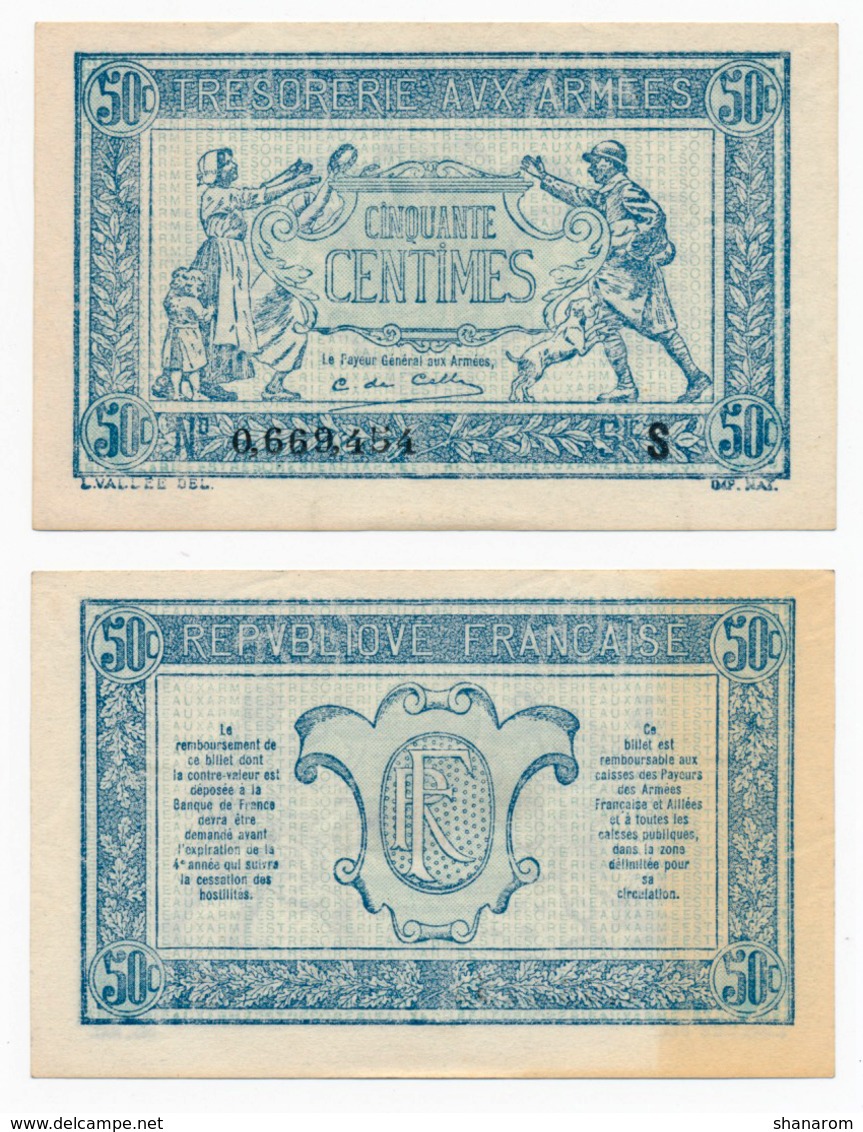 1919 // TRESORERIE AUX ARMEE // 50 Centimes // Série S - 1917-1919 Trésorerie Aux Armées