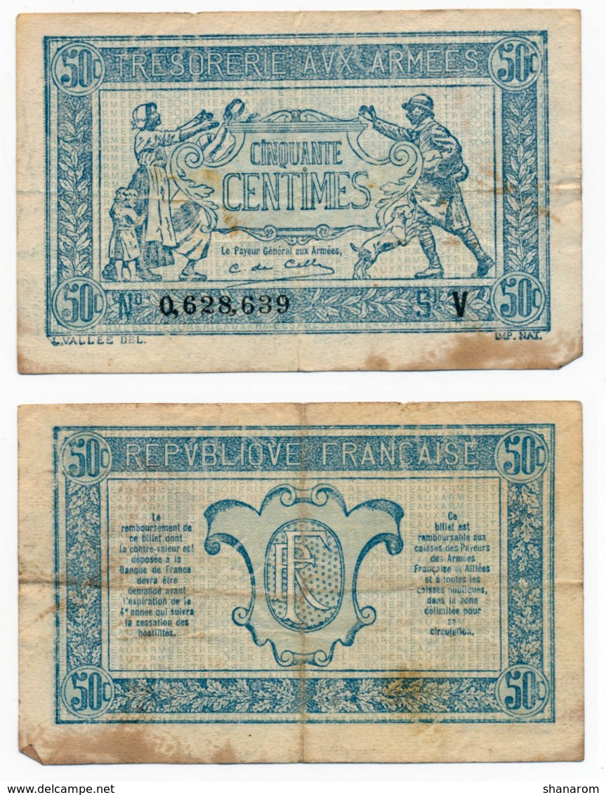 1919 // TRESORERIE AUX ARMEE // 50 Centimes // Série V - 1917-1919 Legerschatkist