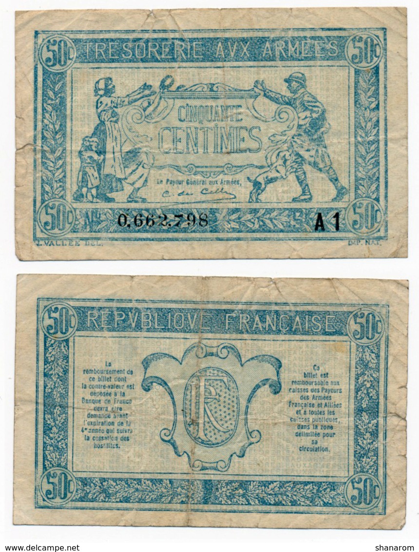 1919 // TRESORERIE AUX ARMEE // 50 Centimes // Série A1 - 1917-1919 Tesoreria Delle Armate