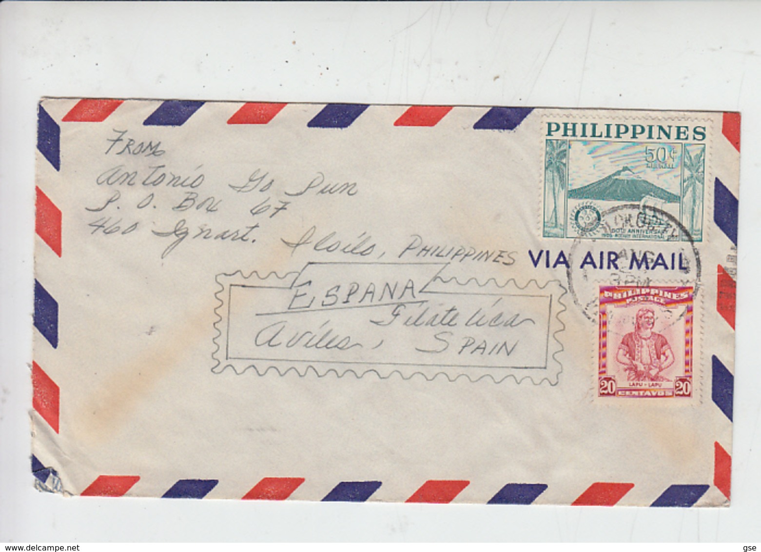 FILIPPINE 1955 - Yvert 433 (Lapu-Lapu) - A50 (Rotary) - Filippine