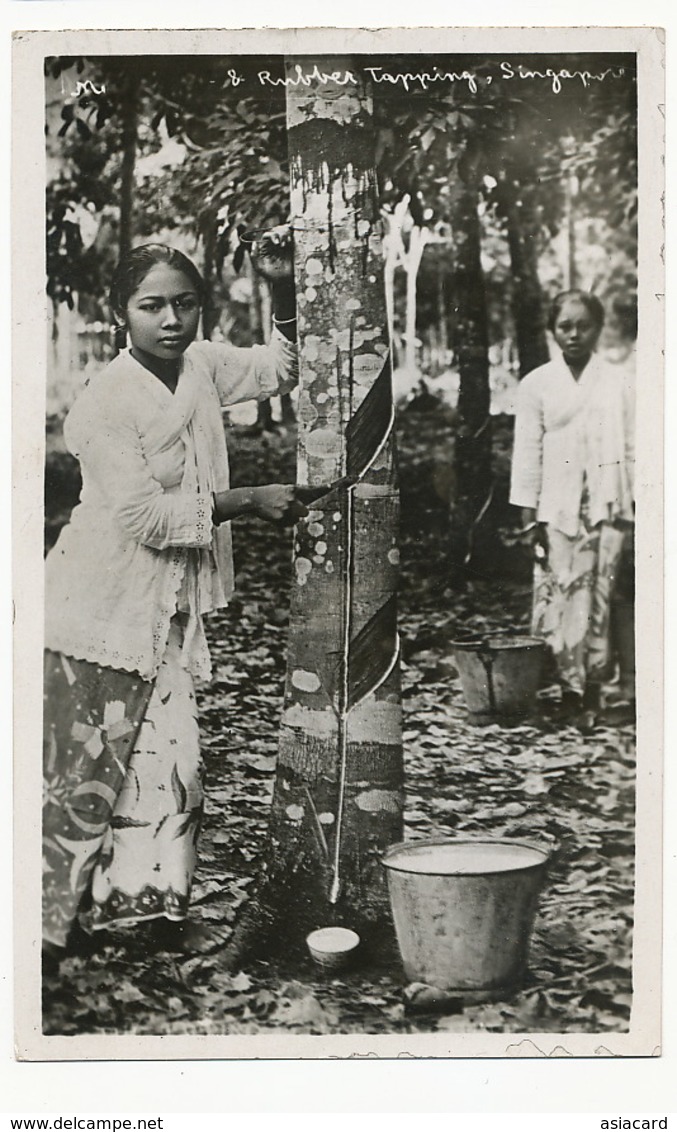 Real Photo Rubber Tapping Singapore Recolte Caoutchouc Hevea. - Singapour