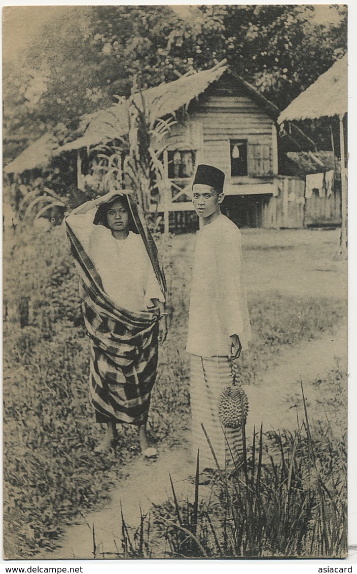 Native Muslim Couple With Durian .  No S.1  Malay - Malesia