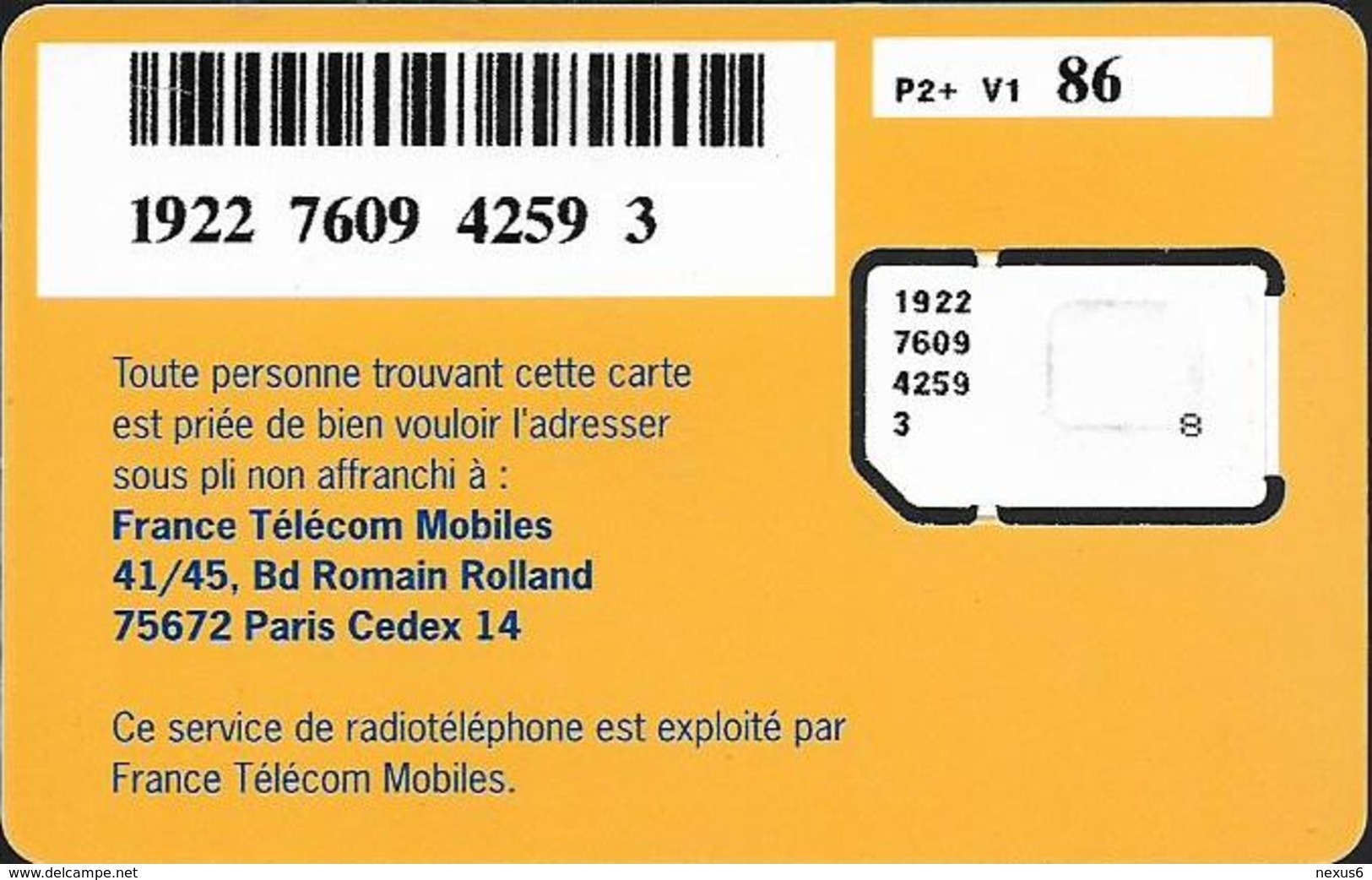 France - France Telecom Mobiles-Orange-Itineris - OLA - GSM SIM2 Mini, Mint - Other & Unclassified