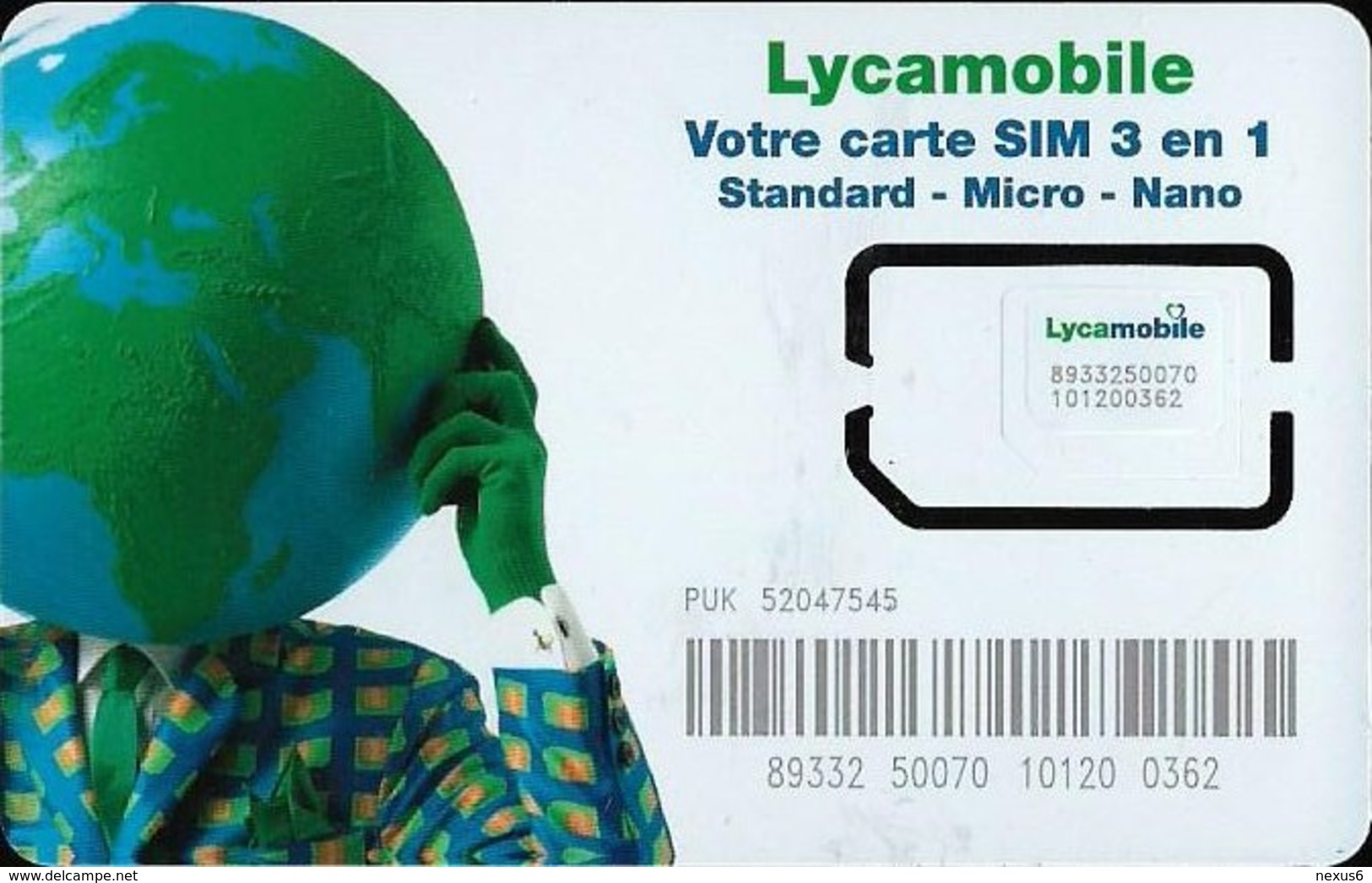 France - Lycamobile - Votre Carte SIM 3 En 1 - GSM SIM6 Mini-Micro-Nano, Mint - Other & Unclassified