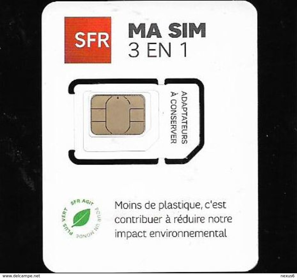 France - SFR - Ma SIM 3 EN 1 (White Mini Card) - GSM SIM2 Mini, Mint - Sonstige & Ohne Zuordnung