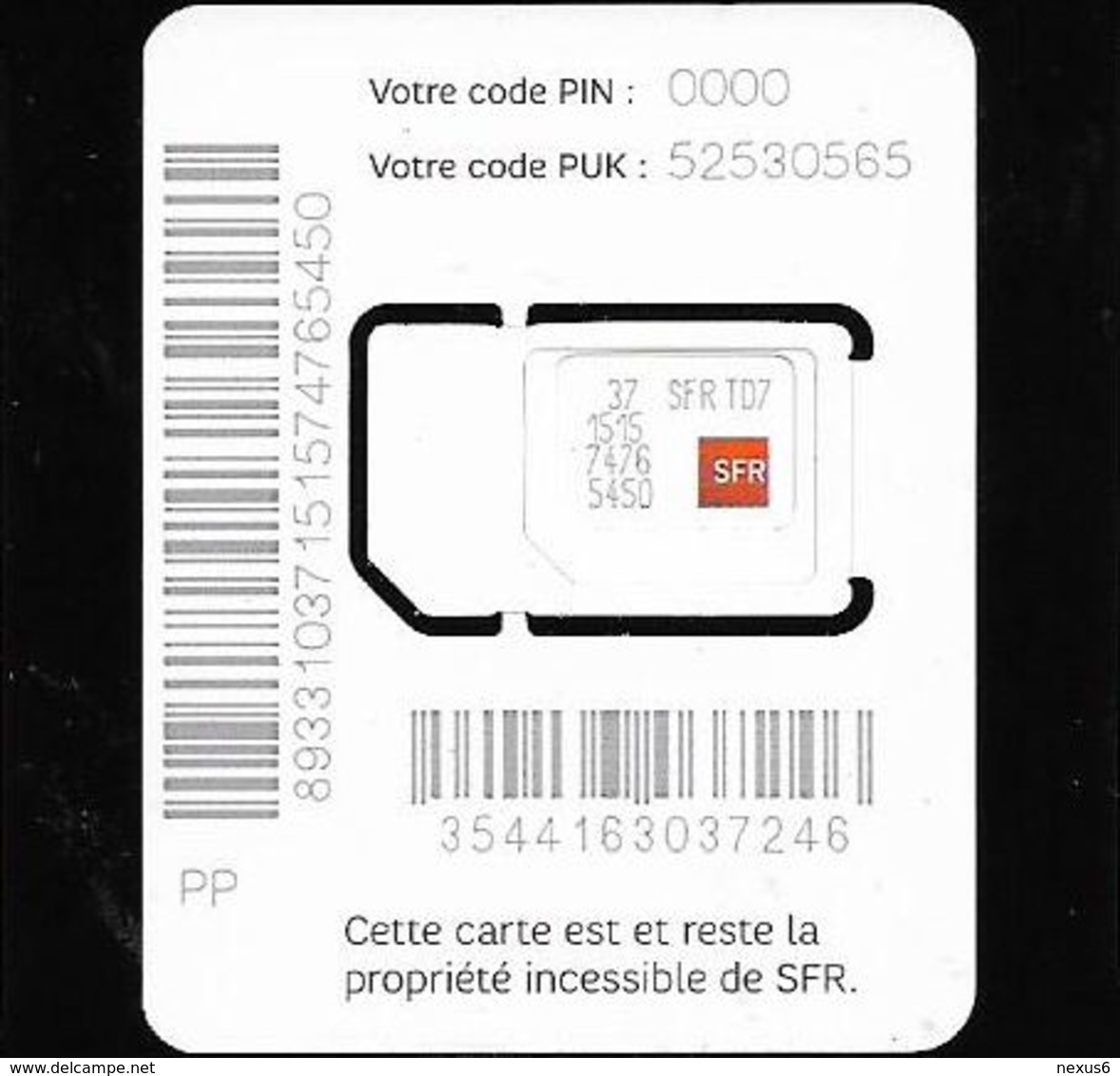 France - SFR - Ma SIM 3 EN 1 (White Mini Card) - GSM SIM2 Mini, Mint - Other & Unclassified
