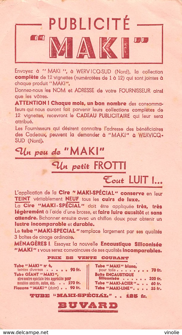 VP-GF.18 -.764  : BUVARD. PUBLICITE MAKI. WERVICQ SUD. DEPARTEMENT DU NORD. ENCAUSTIQUE. - Autres & Non Classés