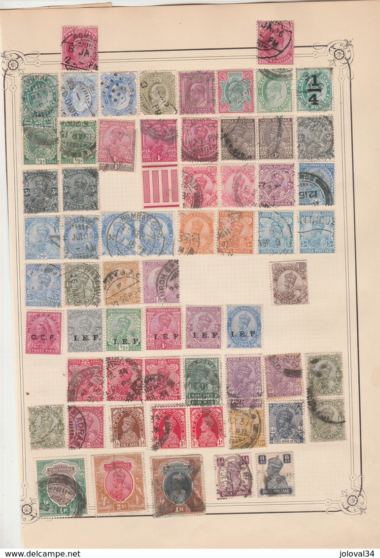 INDE Lot Collection 4 Pages De Timbres Anciens  - Tous états Non Triés - Autres & Non Classés