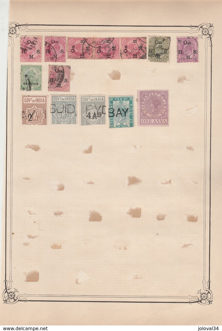 INDE Lot Collection 4 Pages De Timbres Anciens  - Tous états Non Triés - Autres & Non Classés