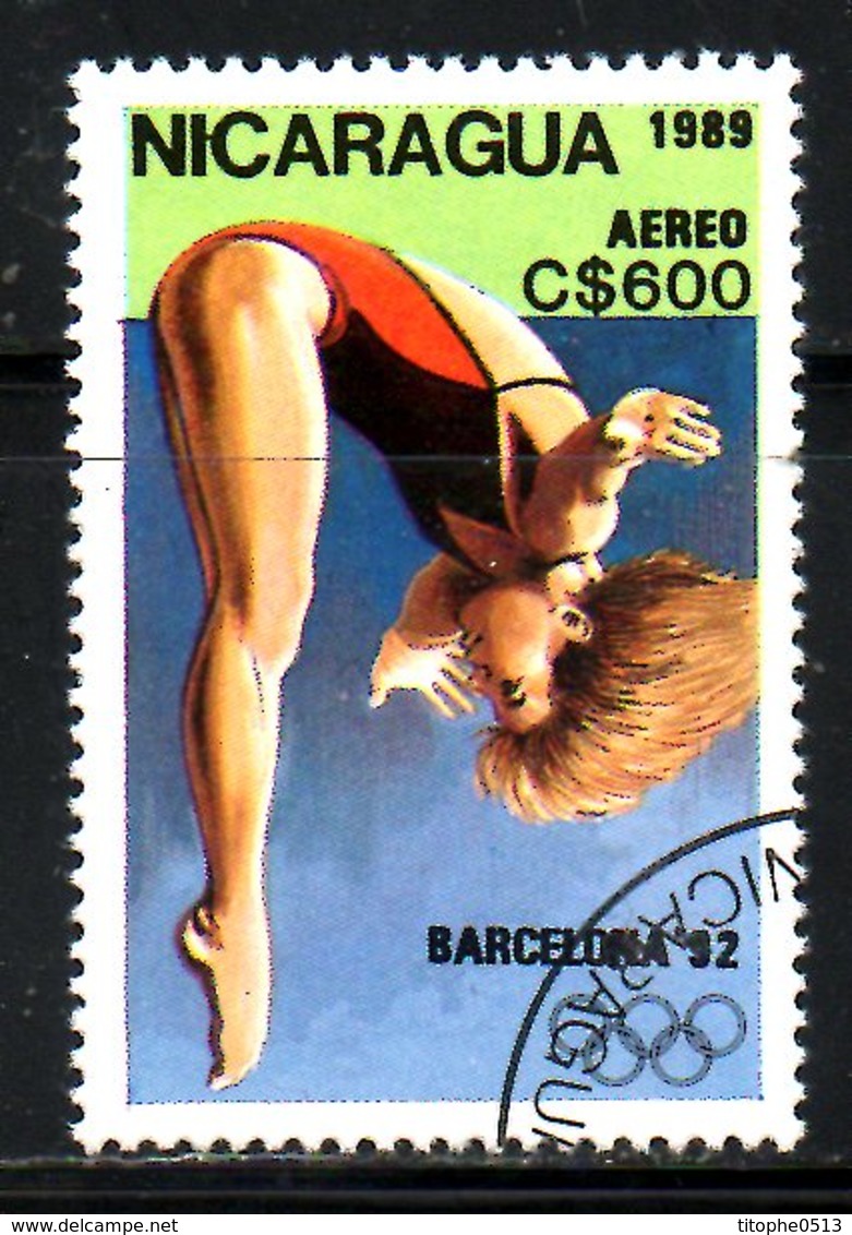 NICARAGUA. PA 1302 Oblitéré De 1989. Plongeon Aux J.O. De Barcelone. - Salto De Trampolin