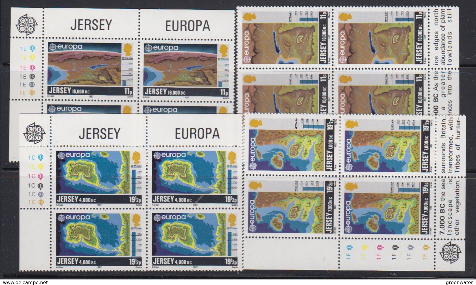 Europa Cept 1982 Jersey 4v Bl Of 4 (corners) ** Mnh (40945H) - 1982