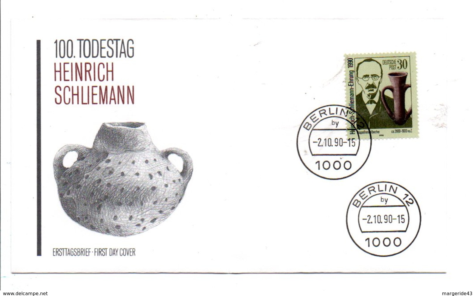 ALLEMAGNE DDR RDA 1990 HEINRICH SCHLIEMANN ARCHEOLOGUE - Archéologie