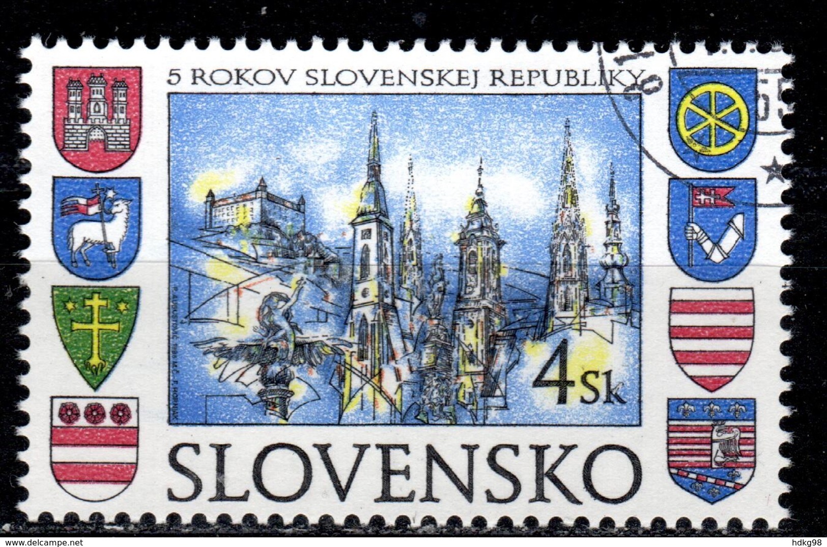 SK+ Slowakei 1998 Mi 300-01 Bratislava, Olympische Spiele Nagano - Usados