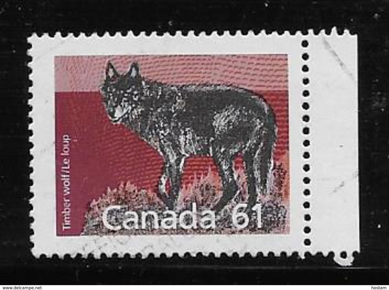ANADA 1989, USED # 1175,  MAMALS DEFINITIVES: TIMBER WOLF,  PERF  14.4 - Used Stamps