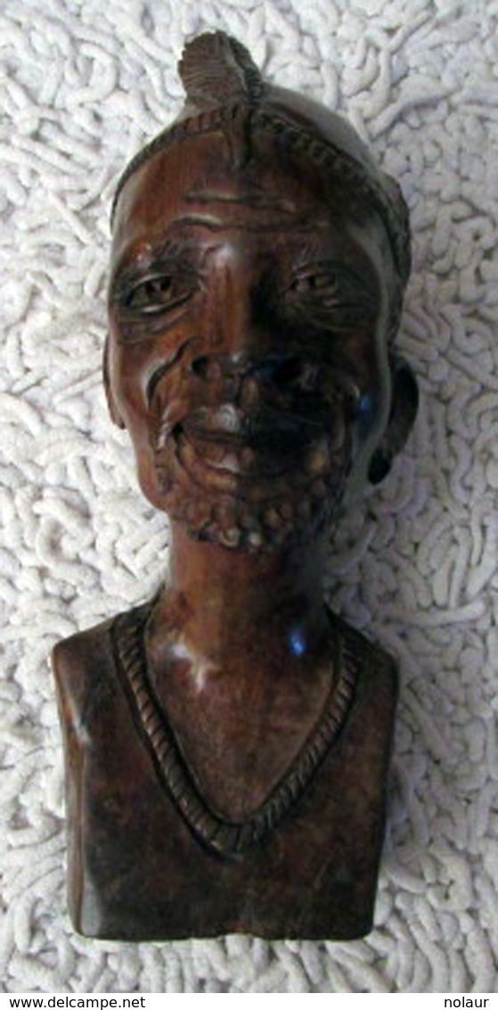 Tête En Bois Sculpté - Art Africain