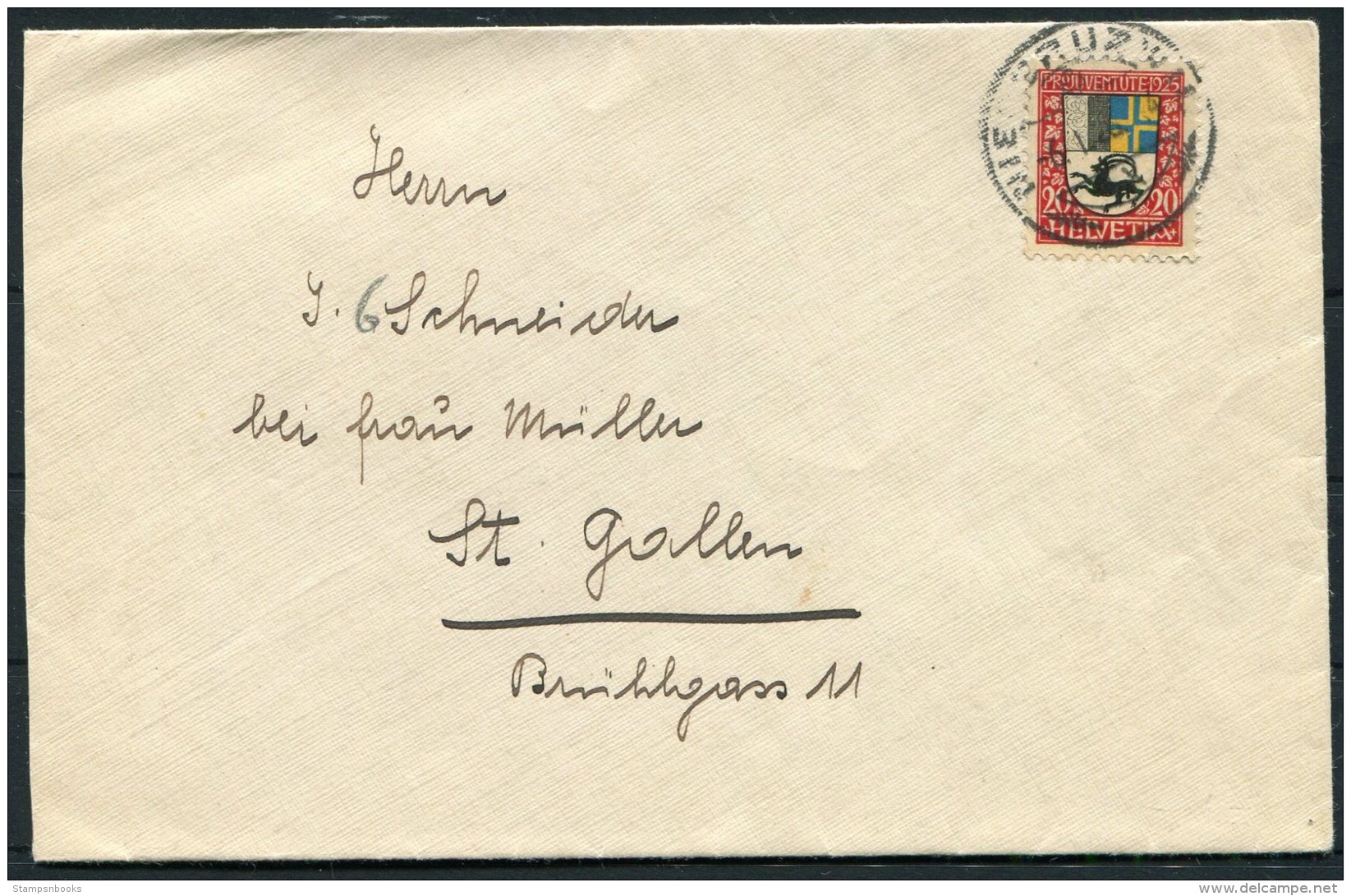 1925 Switzerland Pro Juventute 20c Cover - St Gallen - Covers & Documents