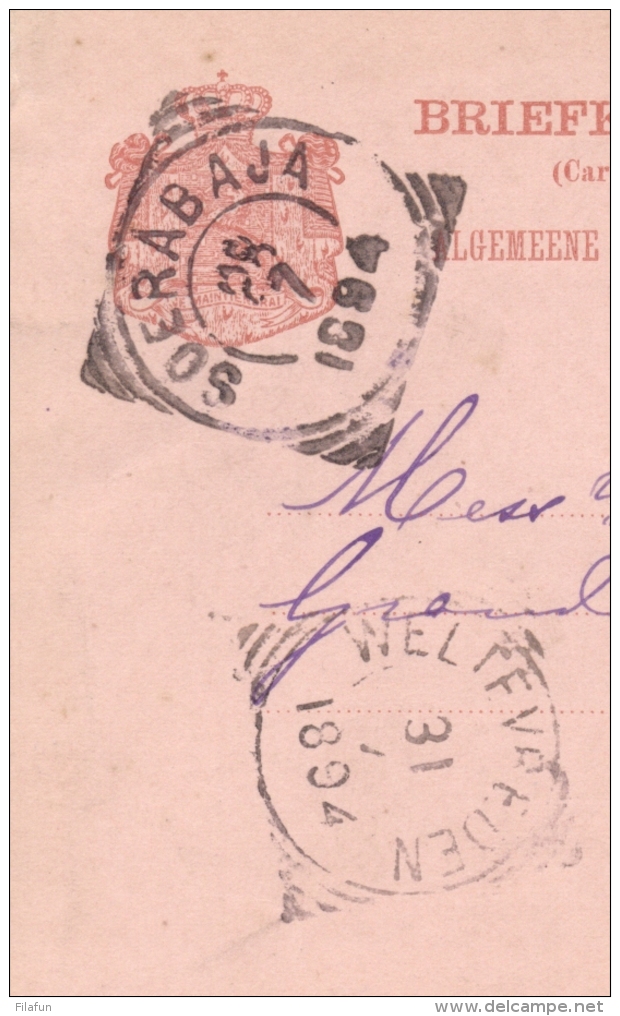 Nederlands Indië - 1894 - 7,5 Cent Cijfer, Briefkaart G12 Z-2 Van VK MALANG Naar Paris / France - Nederlands-Indië