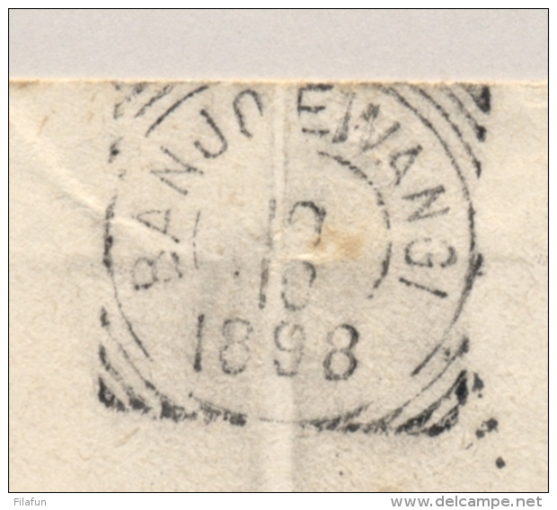 Nederlands Indië - 1898 - 10 Cent Hangend Haar Op 15 Cent Envelop G8 Van VK BANJOEWANGI Naar Northwood / UK - Nederlands-Indië
