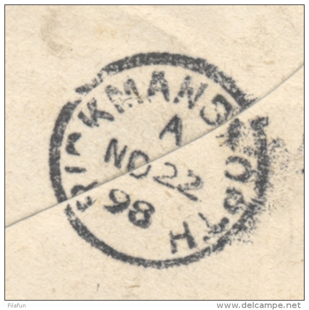 Nederlands Indië - 1898 - 10 cent Hangend Haar op 15 cent envelop G8 van VK BANJOEWANGI naar Northwood / UK