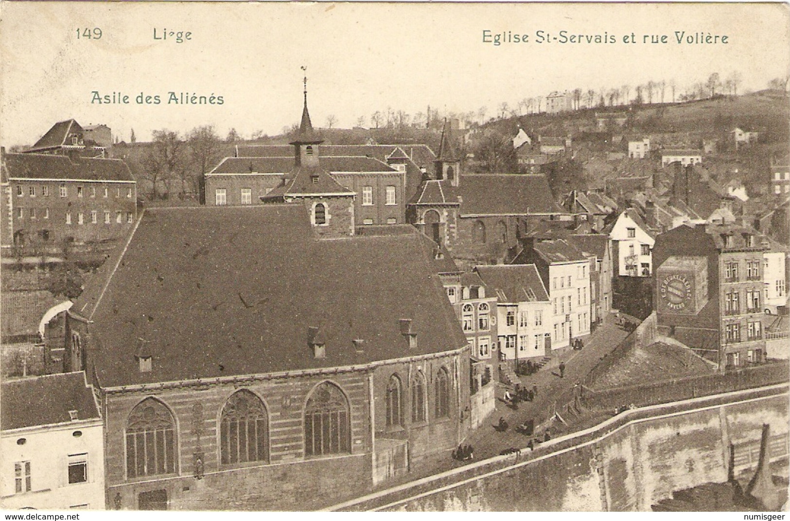 LIEGE  --  Asile Des Aliénés  -  Eglise St-Servais Et Rue Volière - Liege