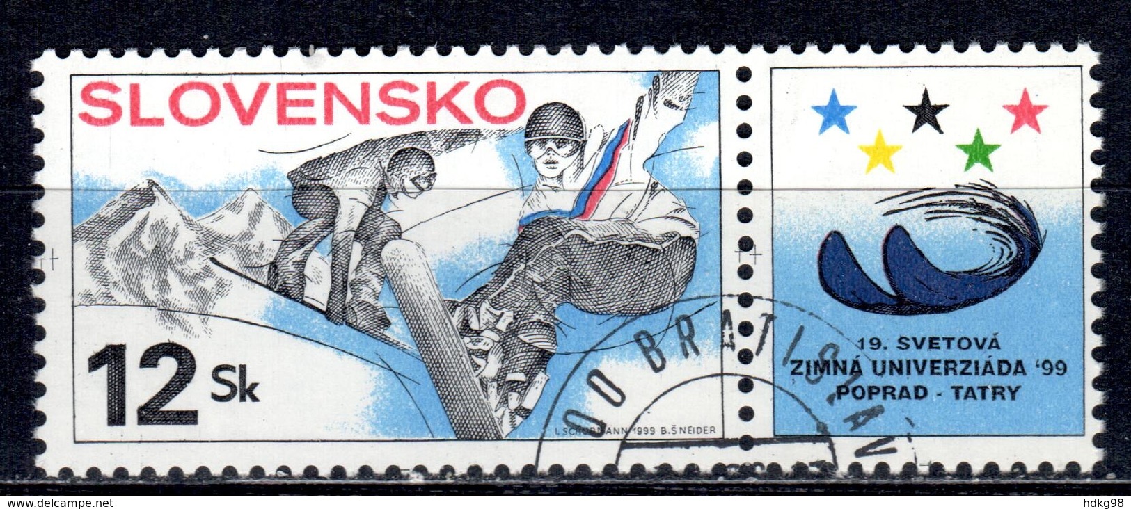 SK+ Slowakei 1999 Mi 329 Zf 330-32 Winteruniversiade, Persönlichkeiten - Usados