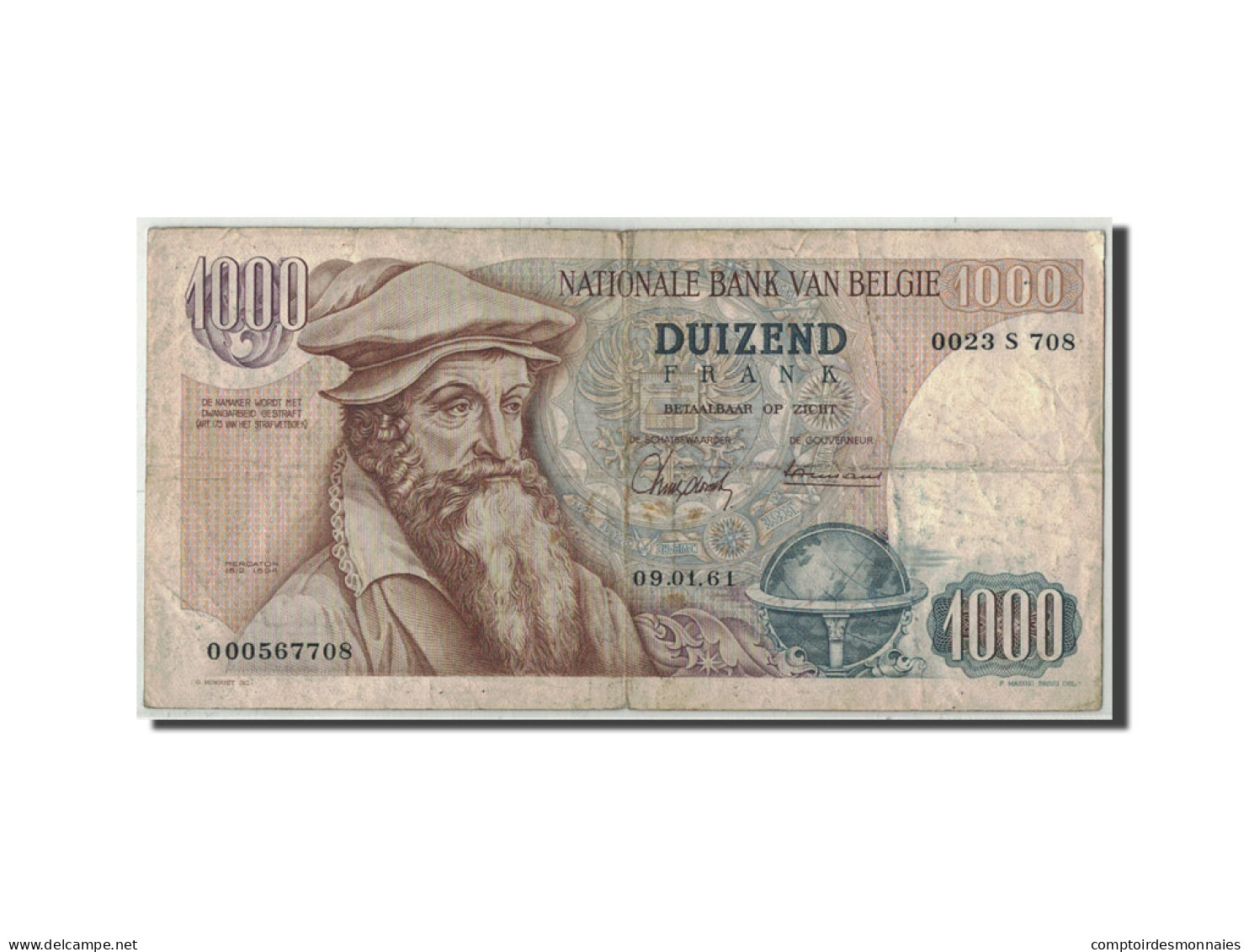 Billet, Belgique, 1000 Francs, 1961, 1961-01-09, KM:136a, TB - 1000 Francs