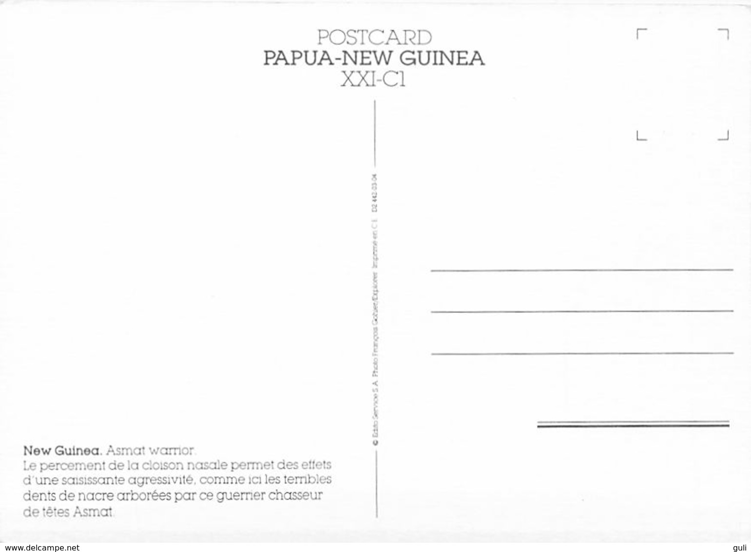 Océanie  -Papouasie-Nouvelle-Guinée- Papua New Guinea Asmat Warrior (B)  * PRIX FIXE - Papouasie-Nouvelle-Guinée