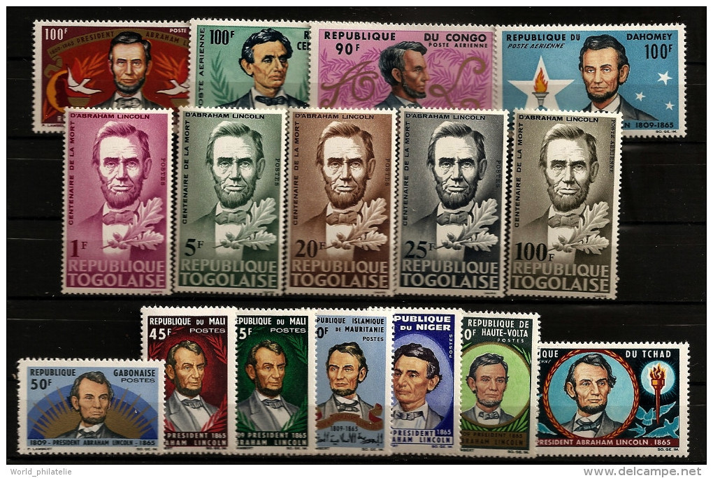 Grande Série Coloniale Complète 1965, 16 Valeurs ** Président, USA, Abraham Lincoln, Colombe, Erable, Paix, Etats-Unis - Non Classés