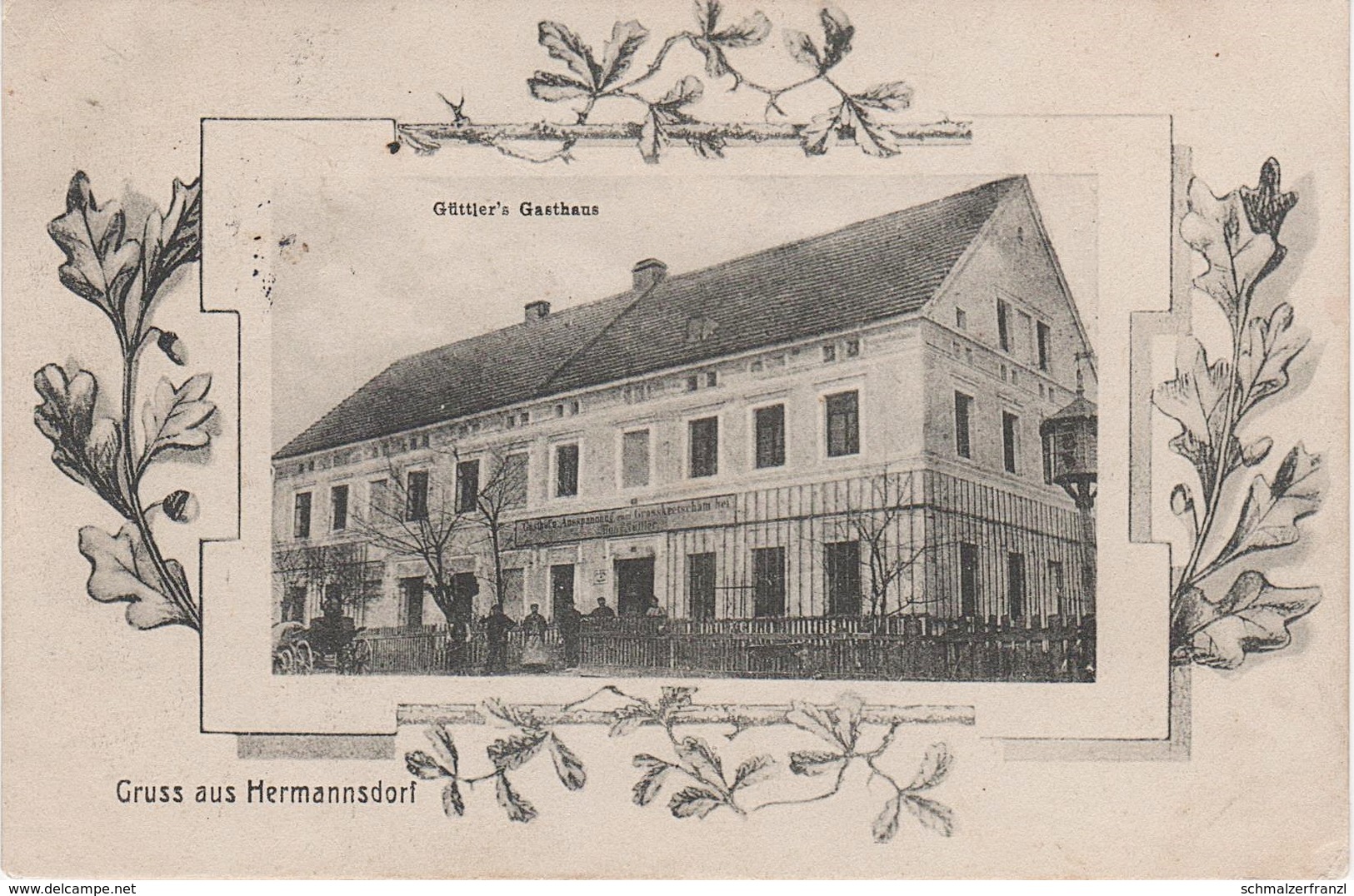 Litho AK Hermannsdorf Jerzmanowo Güttler S Gasthof A Breslau Wroclaw Fabryczna Deutsch Lissa Lesnica Strachwitz Neukirch - Schlesien