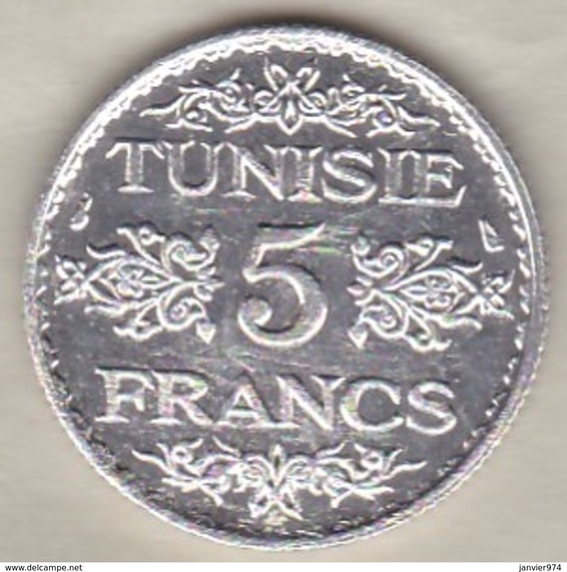 TUNISIE. 5 FRANCS 1936 (AH 1355). ARGENT / SILVER - Túnez