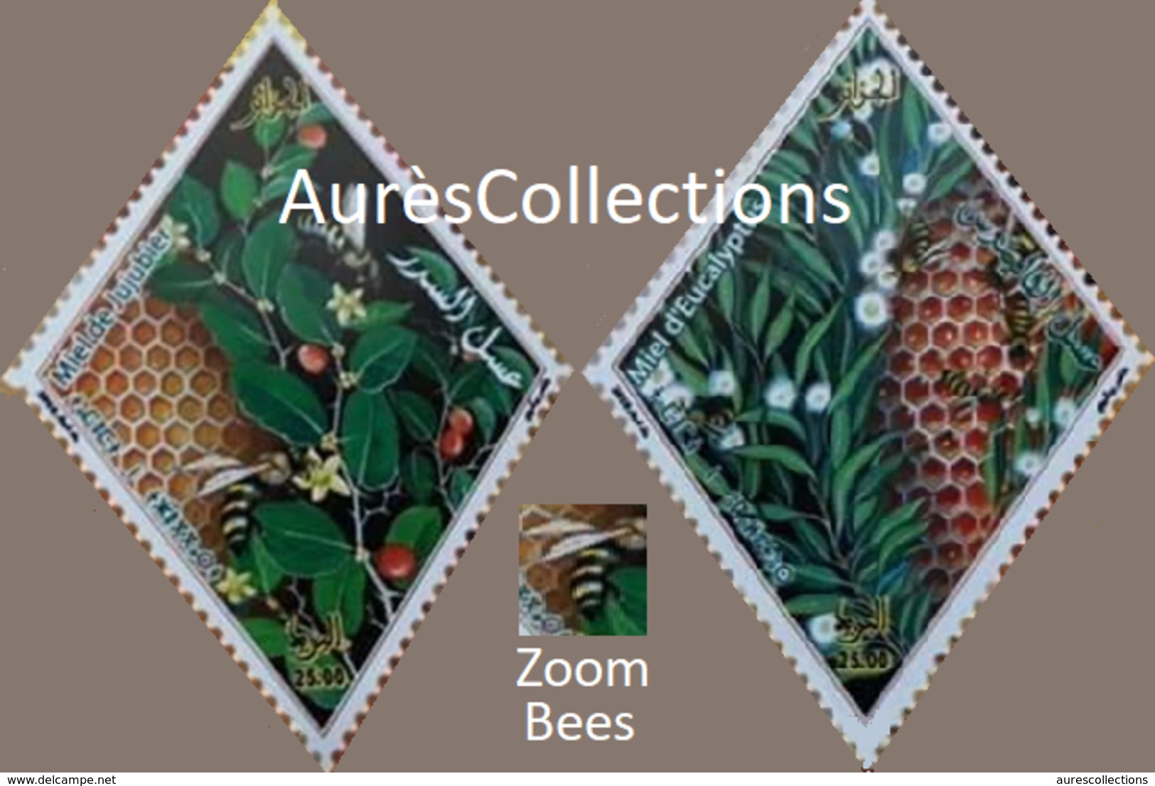 ALGERIE ALGERIA 2018 - BEES ABEILLES BIENEN MIEL HONEY INSECTES INSECTS ODD SHAPE LOSANGE DIAMOND -FROM 100% PROFILE MNH - Alimentation