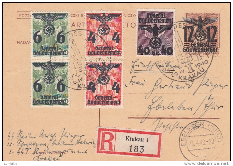 Deutsches Reich General Gouvernement R Postkarte 1940 - Besetzungen 1938-45