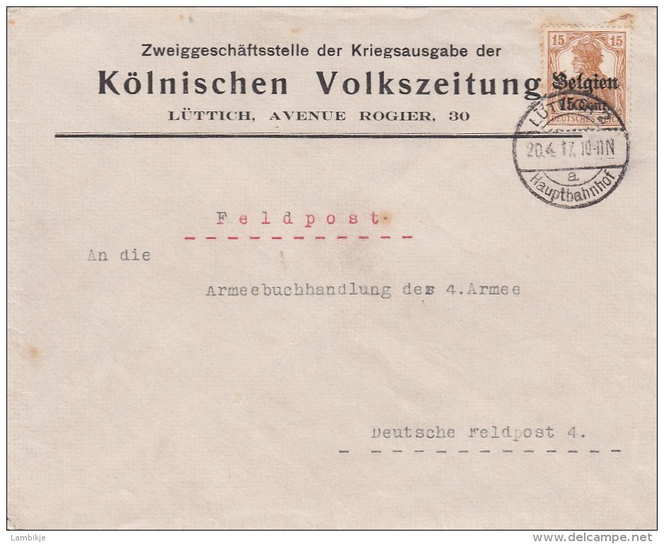 Deutsches Reich  Landespost Belgien Brief 1914-18 - Besetzungen 1914-18