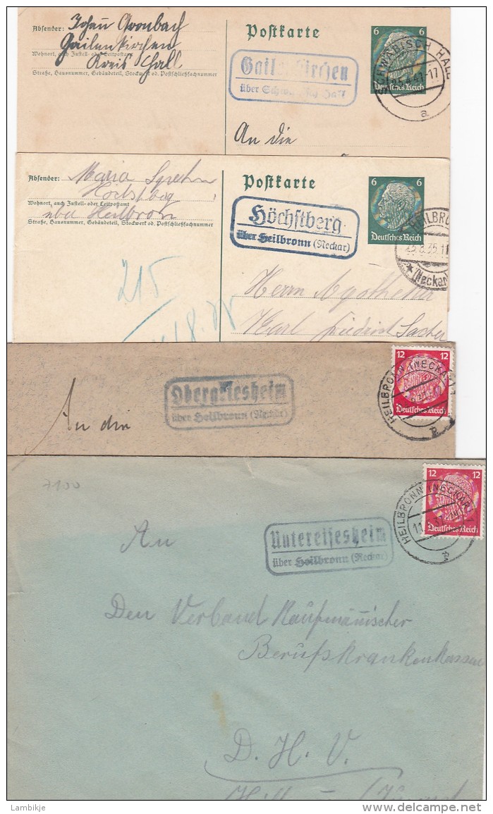 Deutsches Reich 2 Postkarten Und 2 Briefe 1935-1941 Mit Sonderstempel - Sonstige & Ohne Zuordnung