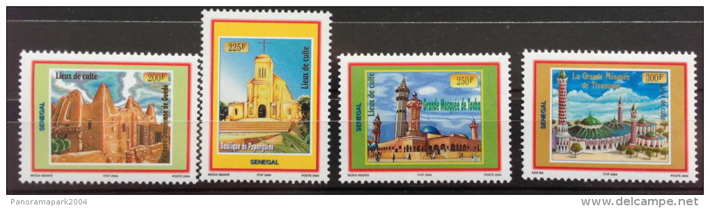 Sénégal 2004 Lieux De Culte Houses Of Worship Basilique Church Mosquée Religion 4 Val. RARE MNH - Senegal (1960-...)