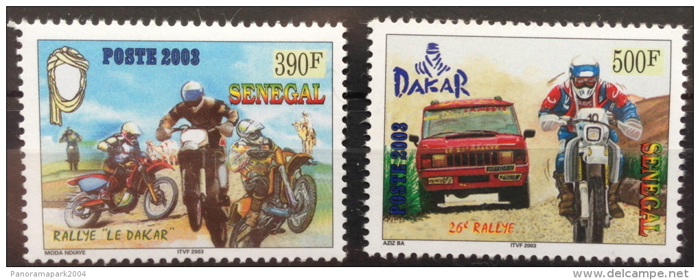 Sénégal 2003 26e Rallye Dakar Rally Motorbike Moto Car Voiture Motorrad Auto 2 Val. RARE MNH - Senegal (1960-...)