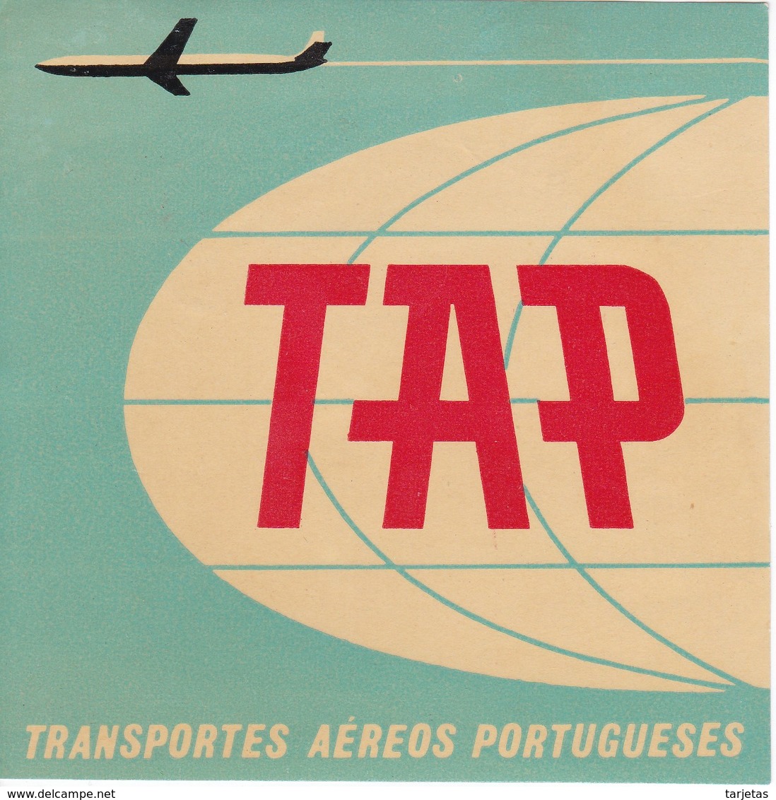 ANTIGUA ETIQUETA DE LA COMPAÑIA AEREA TAP (AVION-PLANE) TRANSPORTES AEREOS PORTUGUESES - Etichette Da Viaggio E Targhette