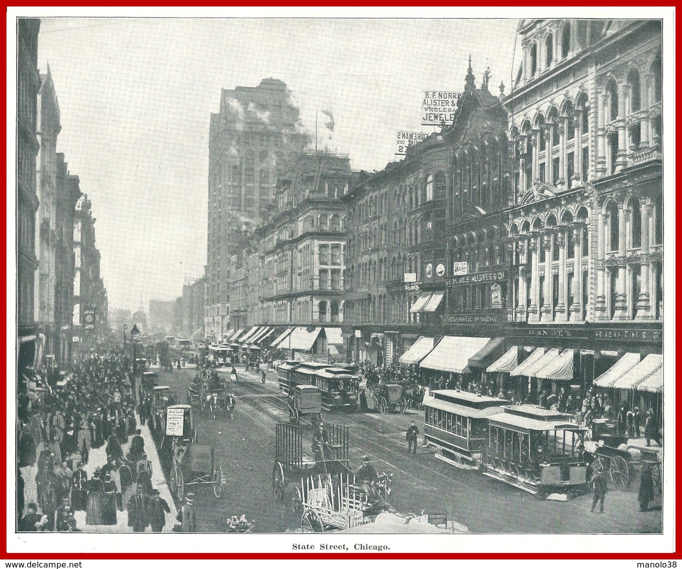 State Street, Chicago. Un Voyage à Travers L'Amérique. 1895. Édition Greig. Et Cie. - Autres & Non Classés