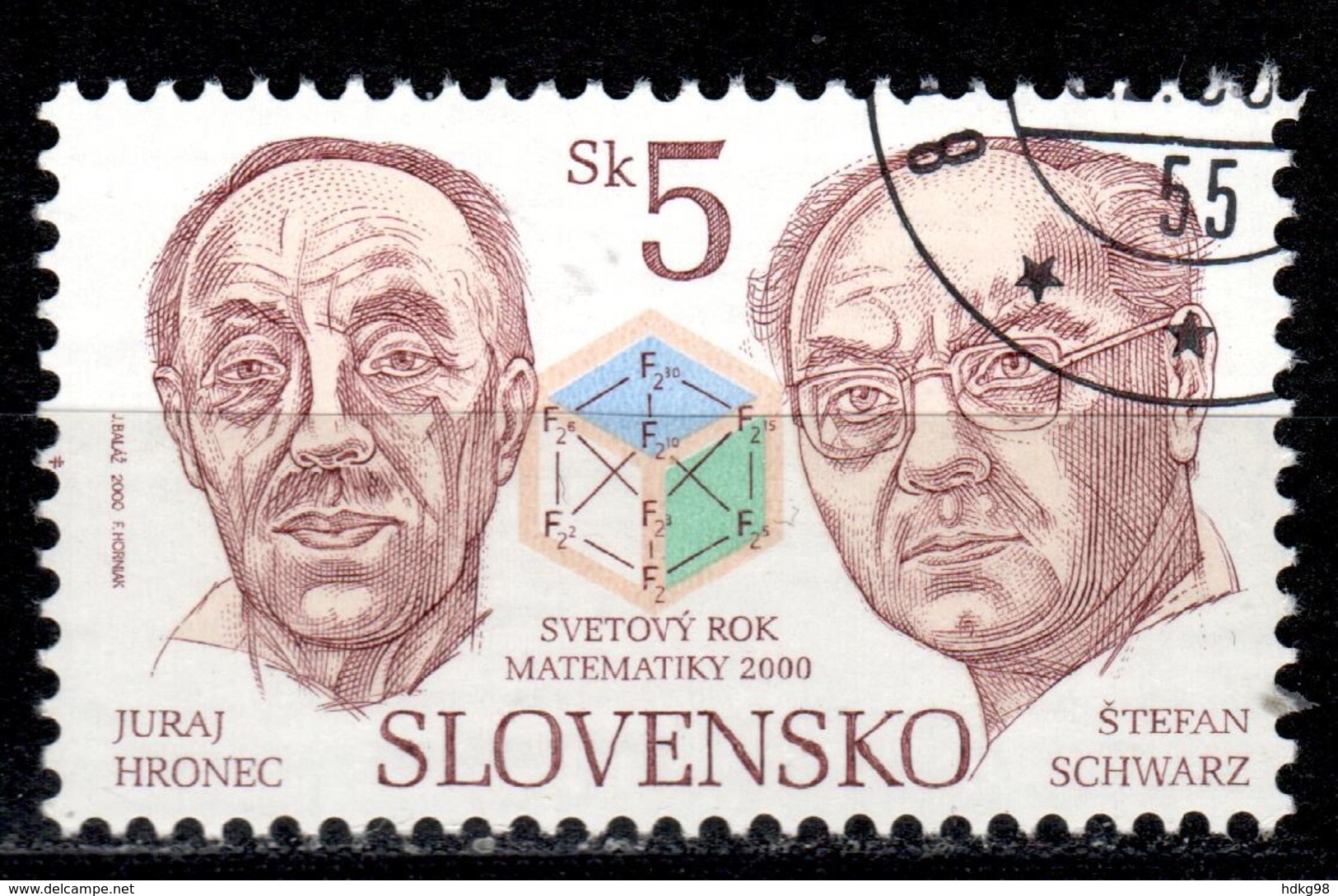 SK+ Slowakei 2000 Mi 365 366 Mathematik, Basketball - Oblitérés