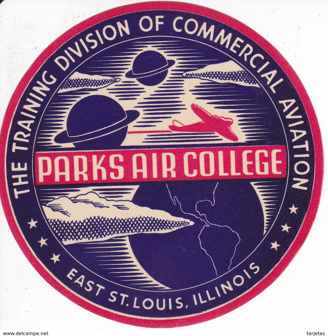 ANTIGUA ETIQUETA DE LA COMPAÑIA AEREA PARKS AIR COLLEGE  (AVION-PLANE) ILLINOIS - Aufklebschilder Und Gepäckbeschriftung