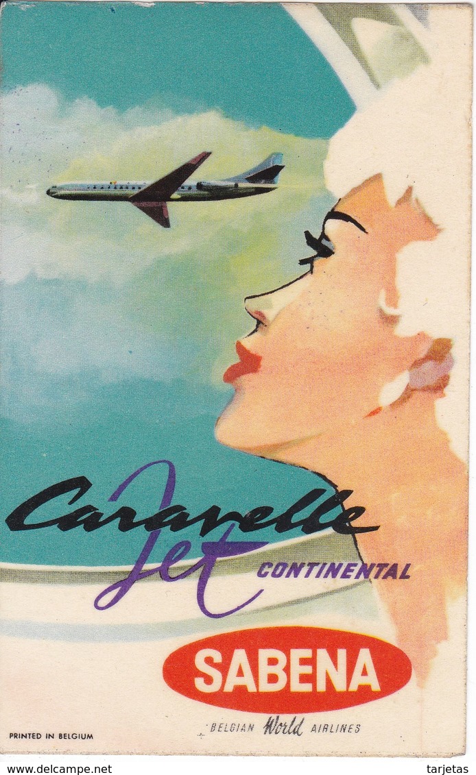 ANTIGUA ETIQUETA DE LA COMPAÑIA AEREA SABENA  (AVION-PLANE) CARAVELLE JET - Etiquetas De Equipaje