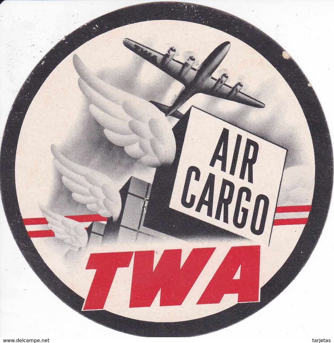 ANTIGUA ETIQUETA DE LA COMPAÑIA AEREA TWA AIR CARGO  (AVION-PLANE) - Baggage Labels & Tags