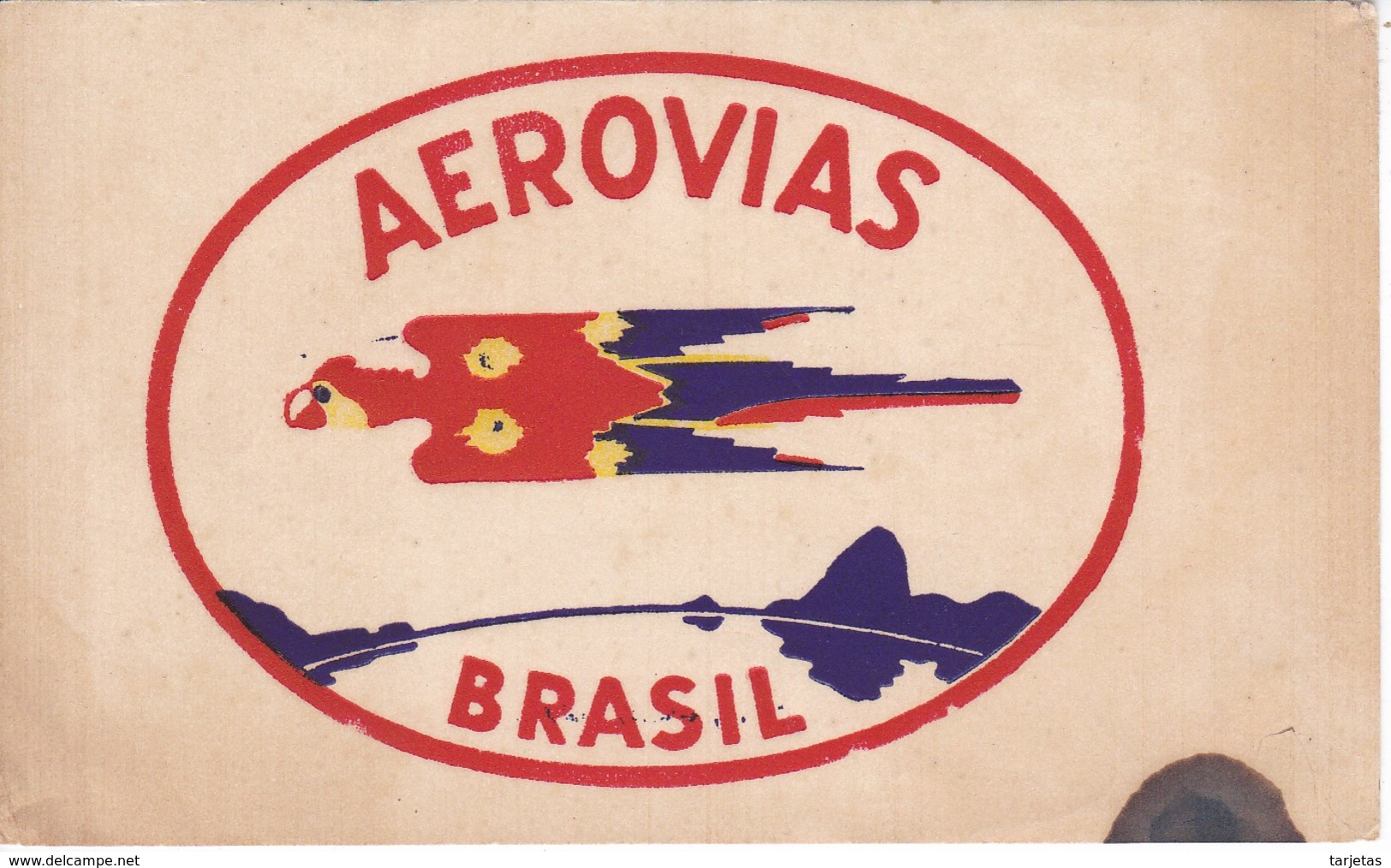 ANTIGUA ETIQUETA DE LA COMPAÑIA AEROVIAS DE BRASIL  (AVION-PLANE) - Etiquetas De Equipaje